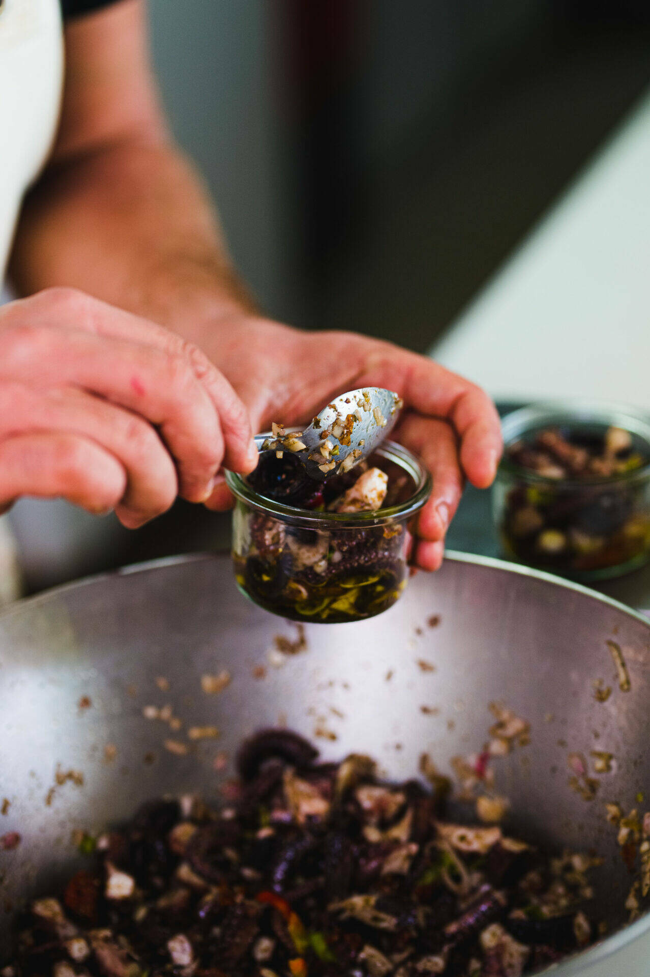 Préparation du chatrou confit