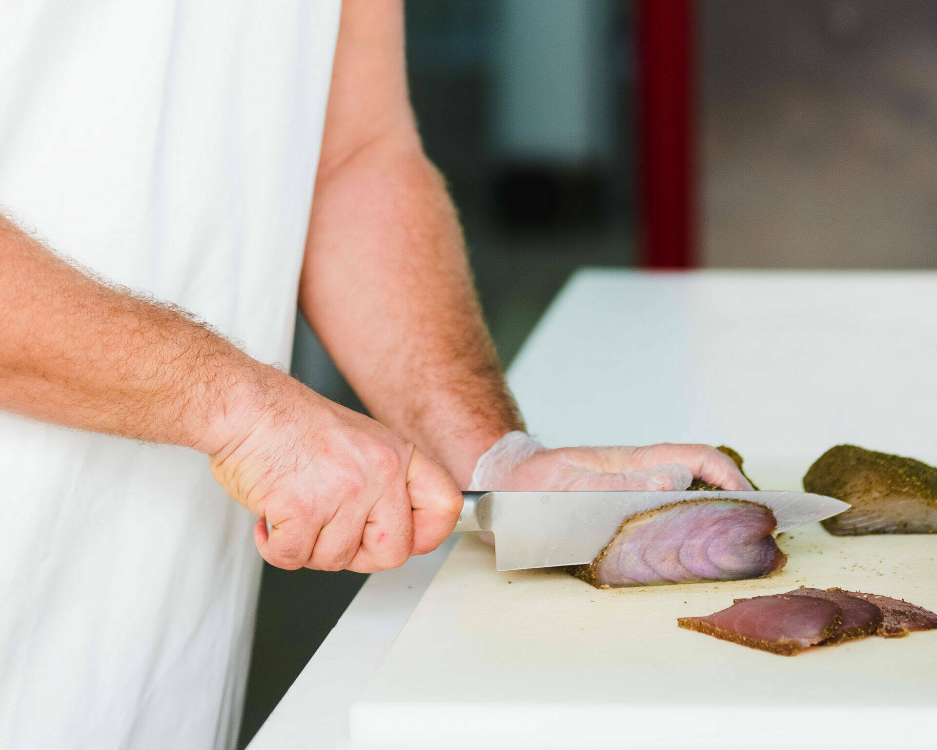 Découpe de poisson fumé